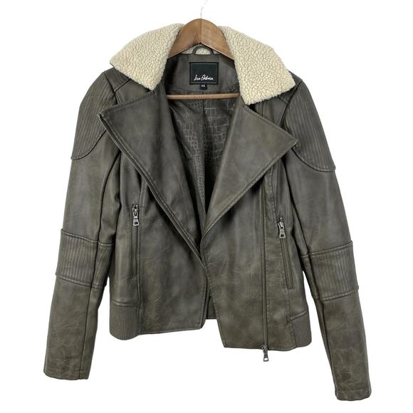 Sam Edelman Moto Jacket Womens XSmall Sherpa Grunge Biker Hipster Rocker - Picture 1 of 11
